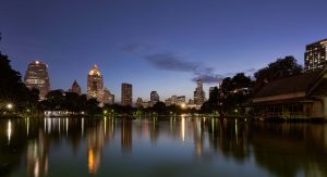 lumpini park sunset bangkok