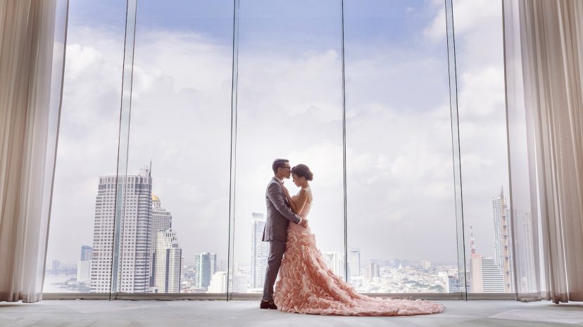 Wedding Couple on Top of Bangkok
